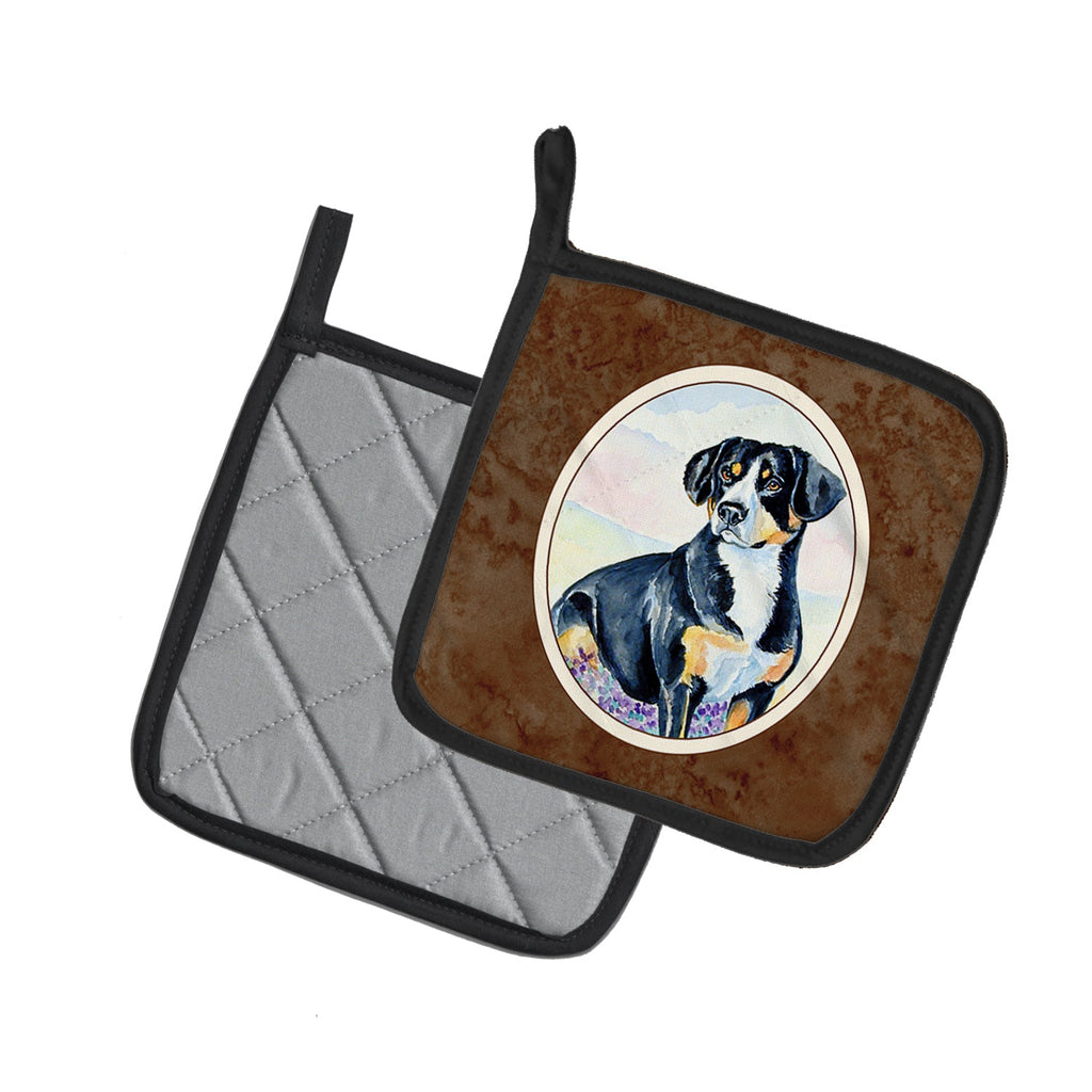Entlebucher Mountain Dog Pot Holder Set of 2 Heat Resistant Quilted Hot Pads 7.5 x 7.5 Inch, Insulated Kitchen Trivets for Cooking & Baking