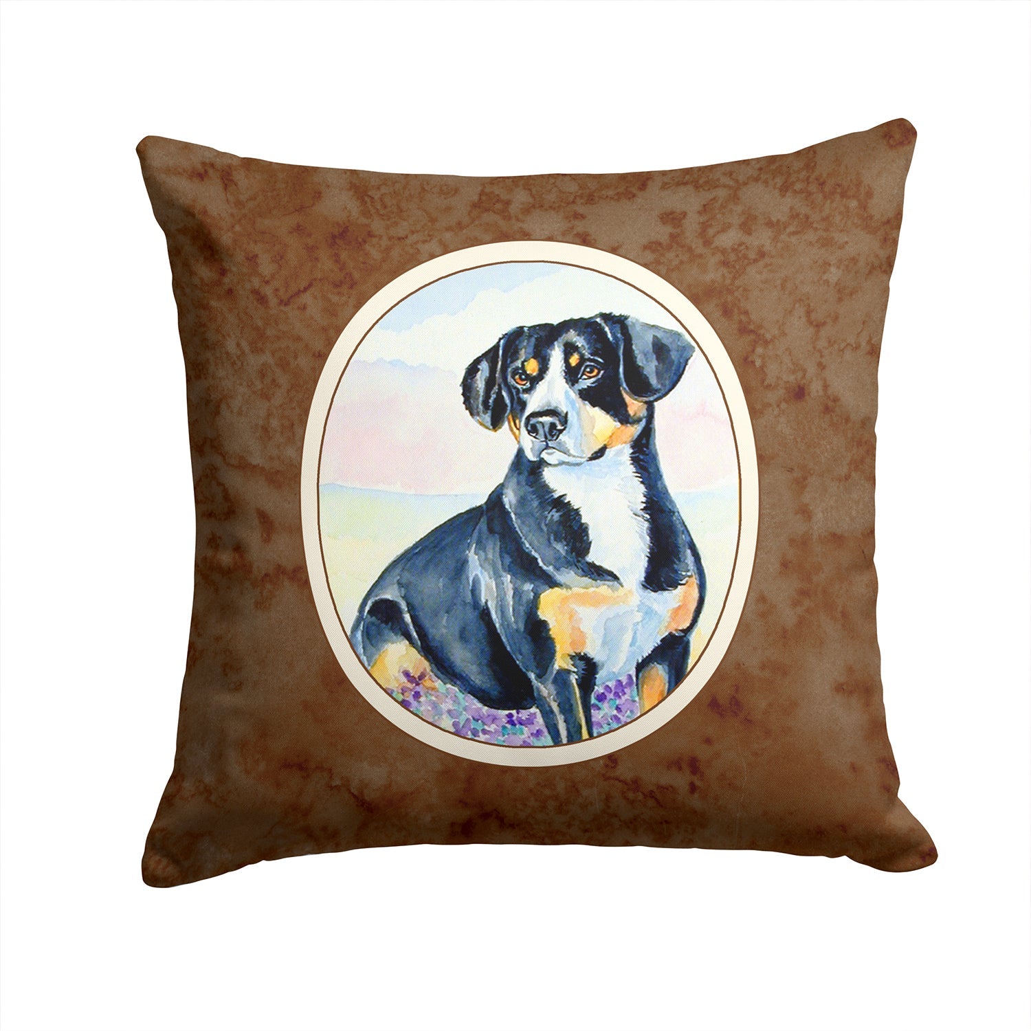 Entlebucher Mountain Dog Decorative Throw Pillow 14x14 Indoor Outdoor Accent Cushion, Fabric Cover with Insert for Sofa, Bed, Porch & Living Room