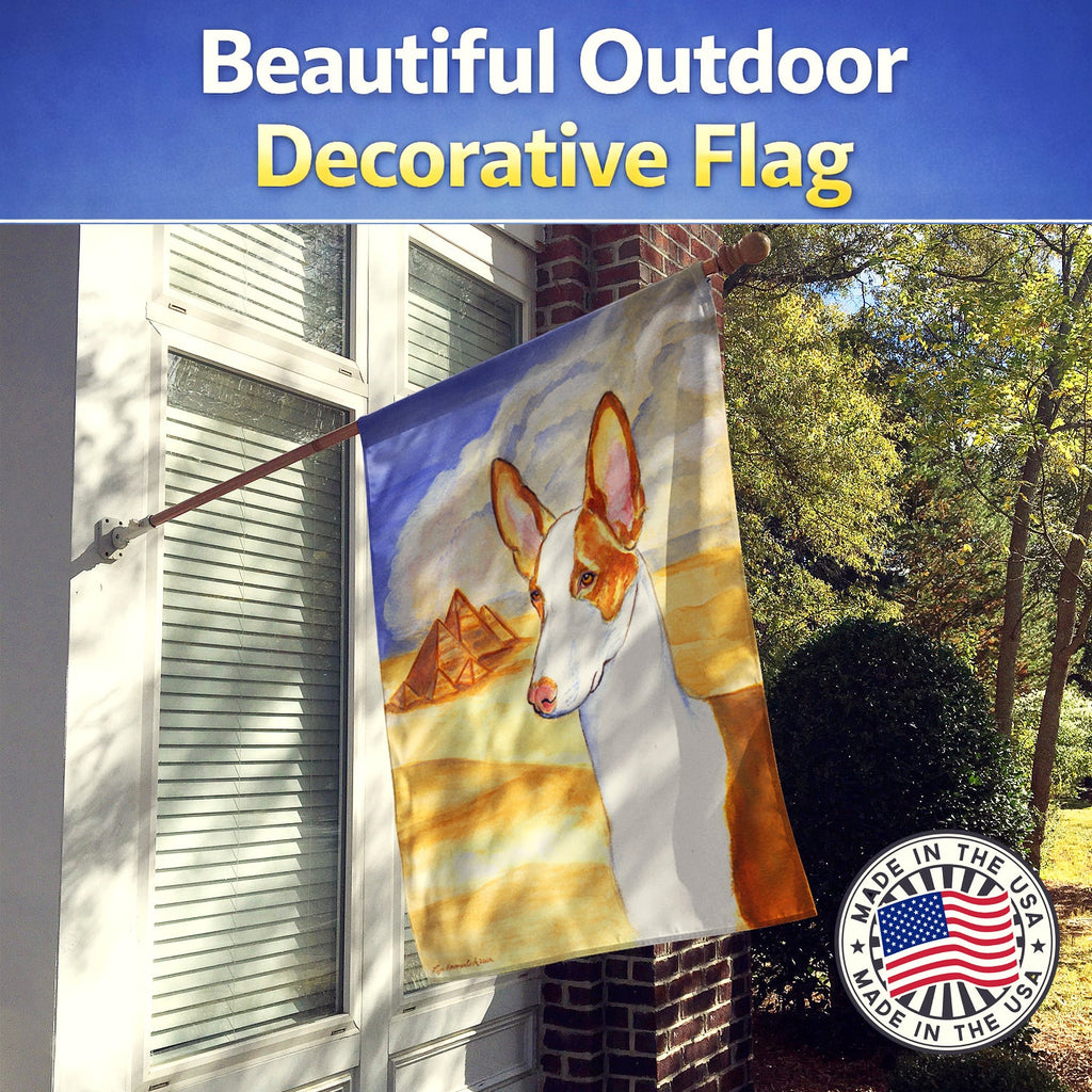 Ibizan Hound House Flag 28x40 Porch Sleeve Pole Decorative Outside Yard Banner Artwork Wall Hanging, Polyester