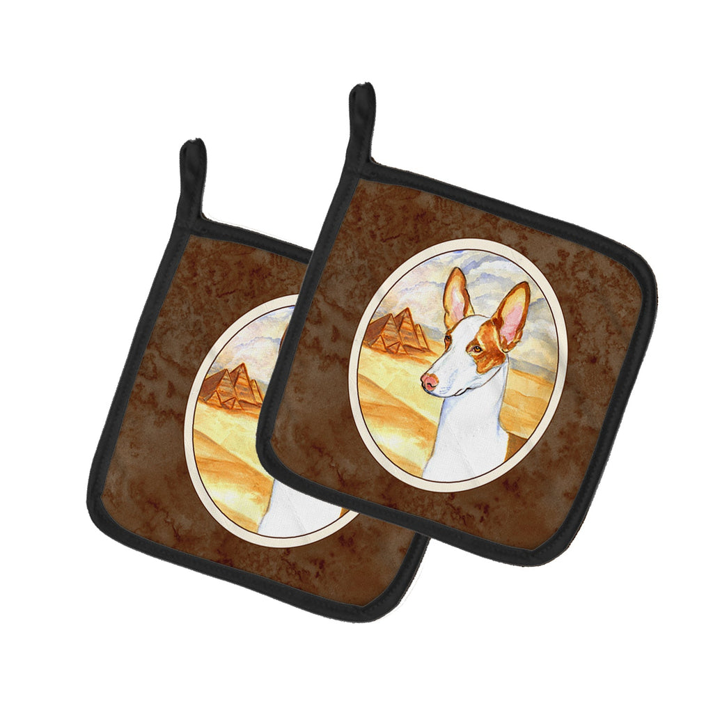Ibizan Hound Pot Holder Set of 2 Heat Resistant Quilted Hot Pads 7.5 x 7.5 Inch, Insulated Kitchen Trivets for Cooking & Baking