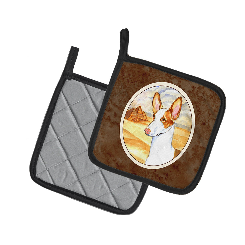 Ibizan Hound Pot Holder Set of 2 Heat Resistant Quilted Hot Pads 7.5 x 7.5 Inch, Insulated Kitchen Trivets for Cooking & Baking