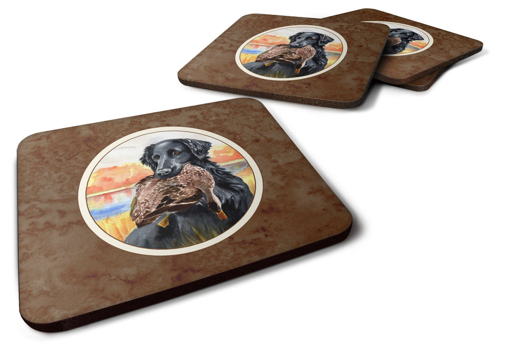 Flat Coated Retriever Foam Coasters Set of 4 Cup Coasters for Indoor Outdoor, Tabletop Protection, Anti Slip, Mouse pad Material