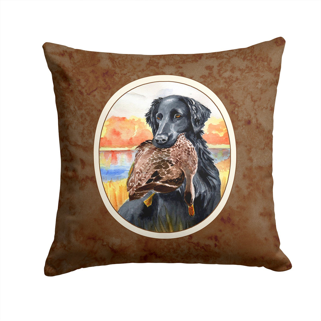Flat Coated Retriever Decorative Throw Pillow 14x14 Indoor Outdoor Accent Cushion, Fabric Cover with Insert for Sofa, Bed, Porch & Living Room