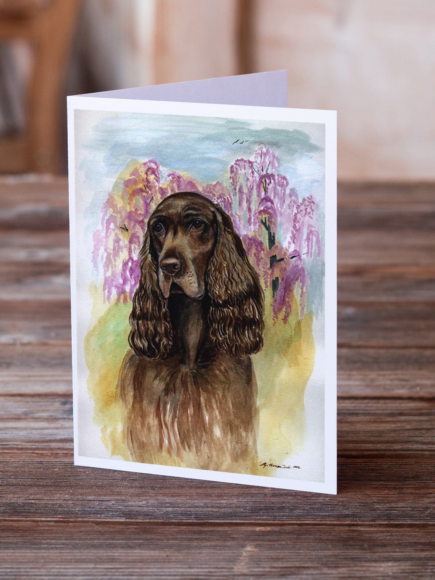 Field Spaniel Greeting Cards Pack of 8 Blank Cards with Envelopes Whimsical A7 Size 5x7