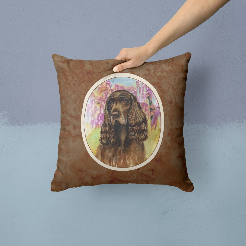 Field Spaniel Decorative Throw Pillow 14x14 Indoor Outdoor Accent Cushion, Fabric Cover with Insert for Sofa, Bed, Porch & Living Room