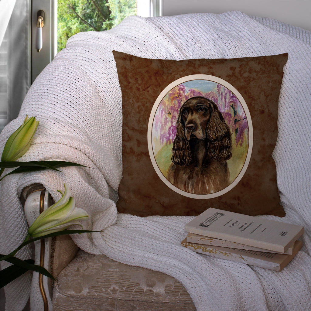 Field Spaniel Decorative Throw Pillow 14x14 Indoor Outdoor Accent Cushion, Fabric Cover with Insert for Sofa, Bed, Porch & Living Room