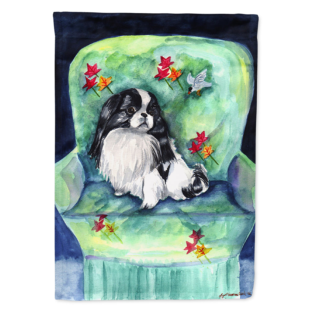 Japanese Chin in Momma's Chair House Flag 28x40 Porch Sleeve Pole Decorative Outside Yard Banner Artwork Wall Hanging, Polyester
