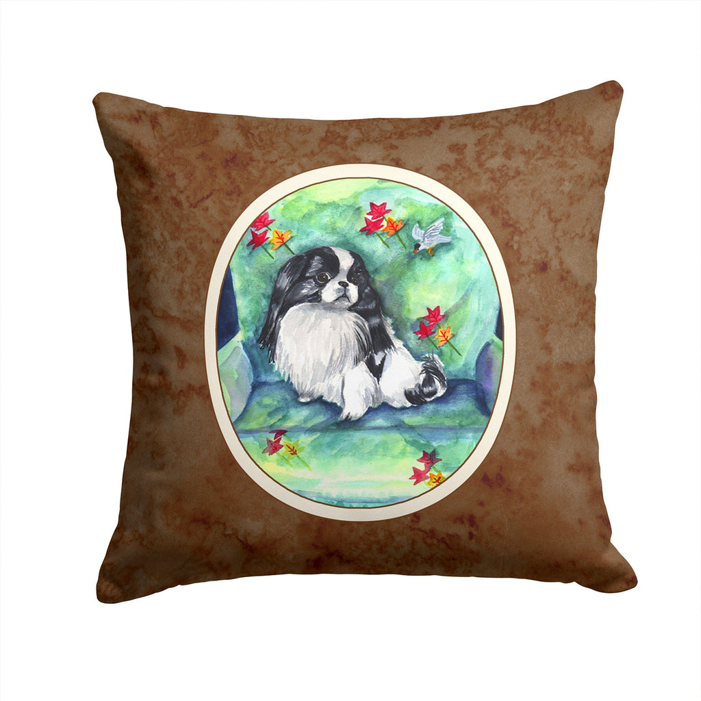 Japanese Chin in Momma's Chair Decorative Throw Pillow 14x14 Indoor Outdoor Accent Cushion, Fabric Cover with Insert for Sofa, Bed, Porch & Living Room