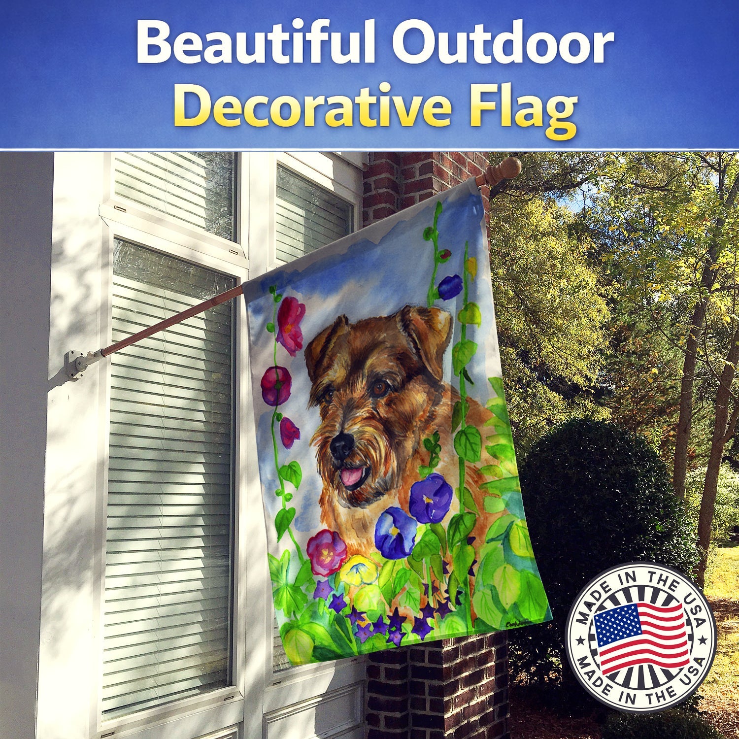 Norfolk Terrier House Flag 28x40 Porch Sleeve Pole Decorative Outside Yard Banner Artwork Wall Hanging, Polyester