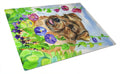 Norfolk Terrier Cutting Board Tempered Glass Kitchen Cutting Surface, Heat Resistant Chopping, Non-Slip Feet, Food Prep & Serving