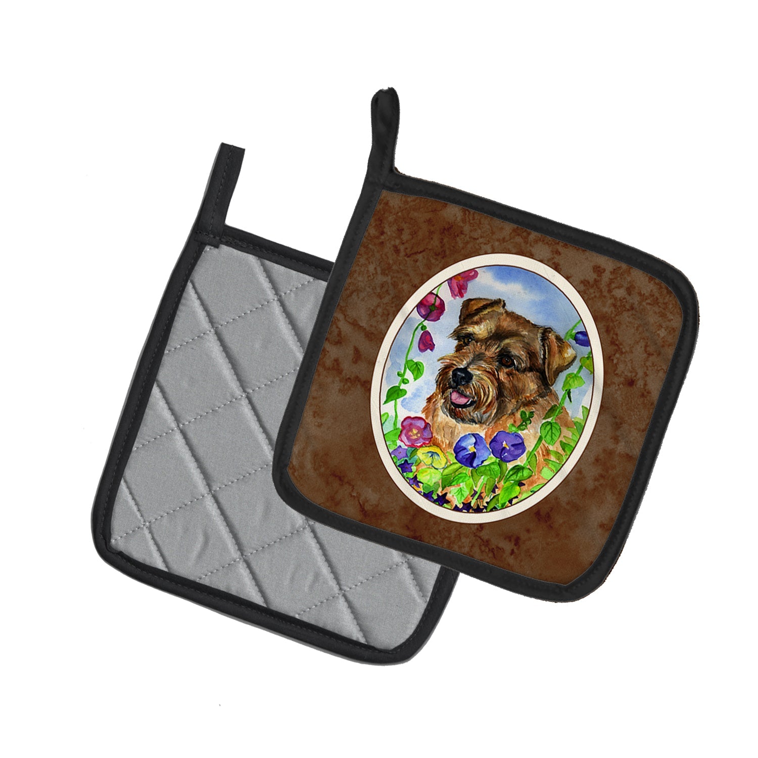 Norfolk Terrier Pot Holder Set of 2 Heat Resistant Quilted Hot Pads 7.5 x 7.5 Inch, Insulated Kitchen Trivets for Cooking & Baking