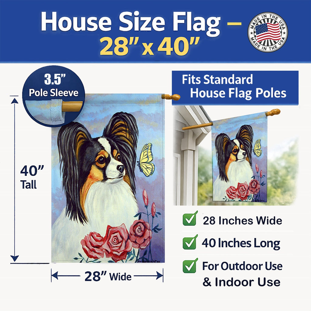 Papillon Yellow Butterfly House Flag 28x40 Porch Sleeve Pole Decorative Outside Yard Banner Artwork Wall Hanging, Polyester