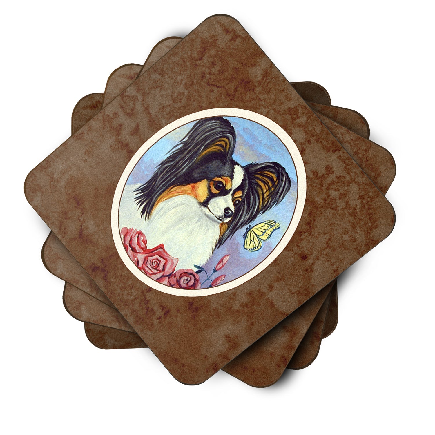 Papillon Yellow Butterfly Foam Coasters Set of 4 Cup Coasters for Indoor Outdoor, Tabletop Protection, Anti Slip, Mouse pad Material