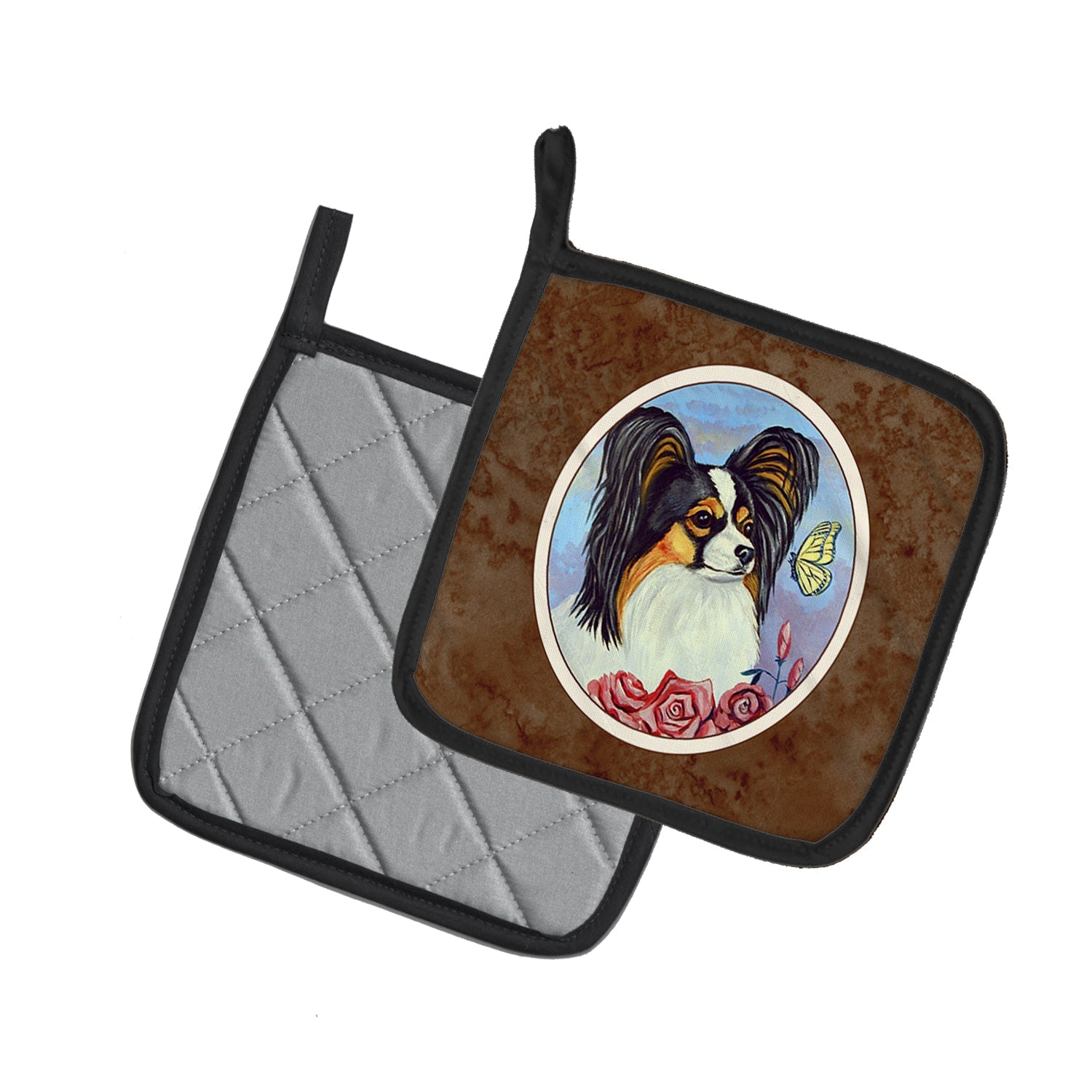 Papillon Yellow Butterfly Pot Holder Set of 2 Heat Resistant Quilted Hot Pads 7.5 x 7.5 Inch, Insulated Kitchen Trivets for Cooking & Baking