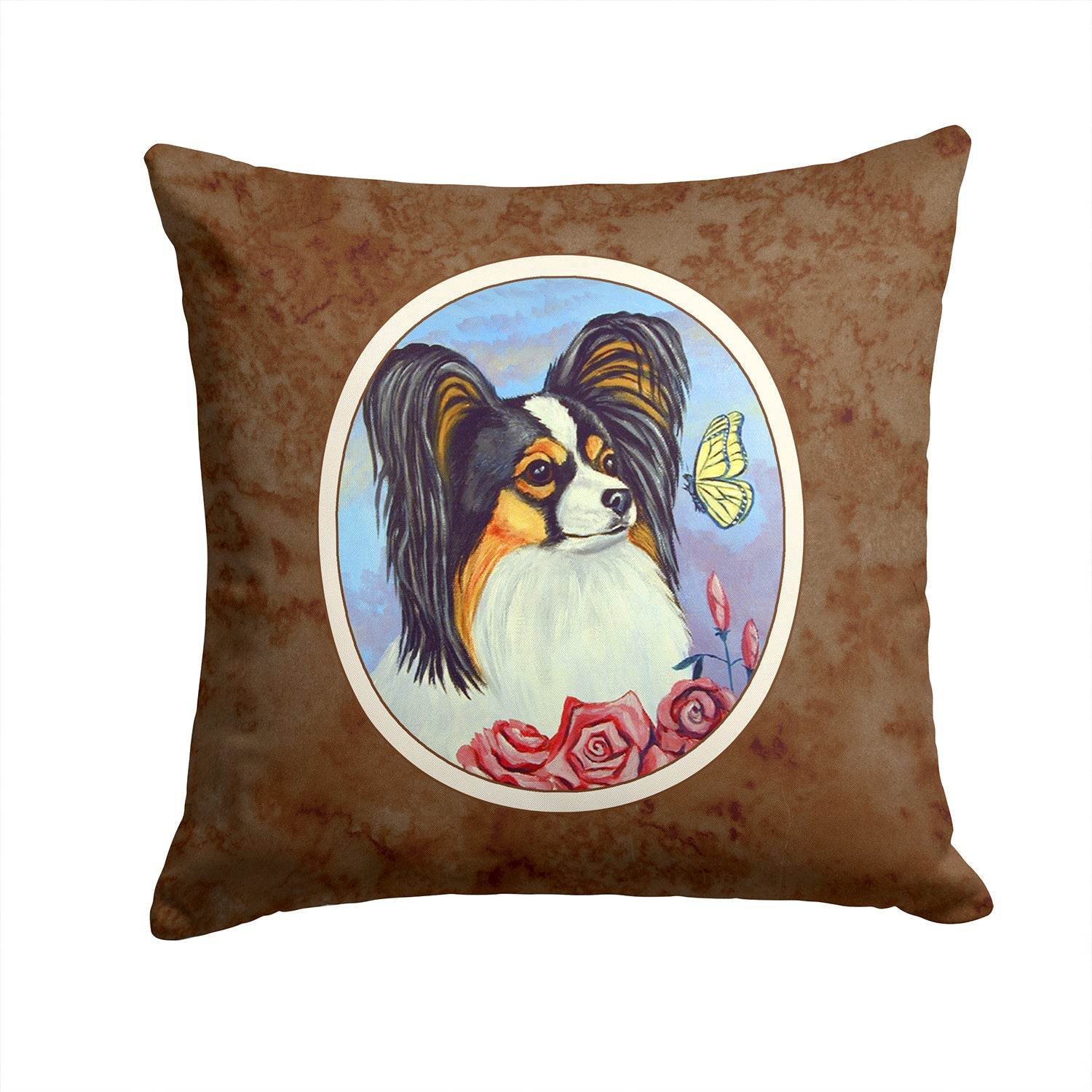 Papillon Yellow Butterfly Decorative Throw Pillow 14x14 Indoor Outdoor Accent Cushion, Fabric Cover with Insert for Sofa, Bed, Porch & Living Room