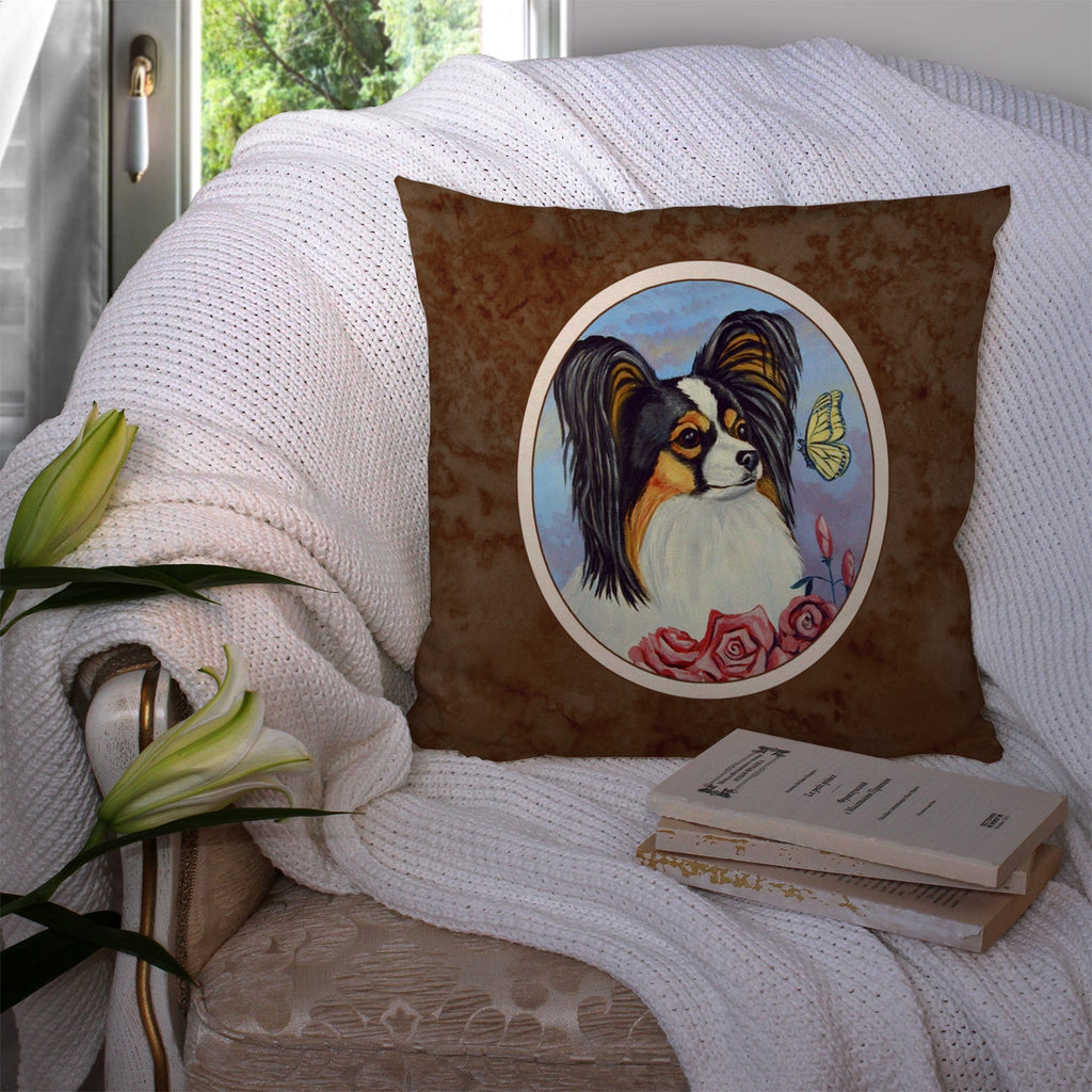 Papillon Yellow Butterfly Decorative Throw Pillow 14x14 Indoor Outdoor Accent Cushion, Fabric Cover with Insert for Sofa, Bed, Porch & Living Room