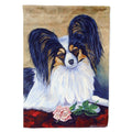 Papillon A Rose for you House Flag 28x40 Porch Sleeve Pole Decorative Outside Yard Banner Artwork Wall Hanging, Polyester