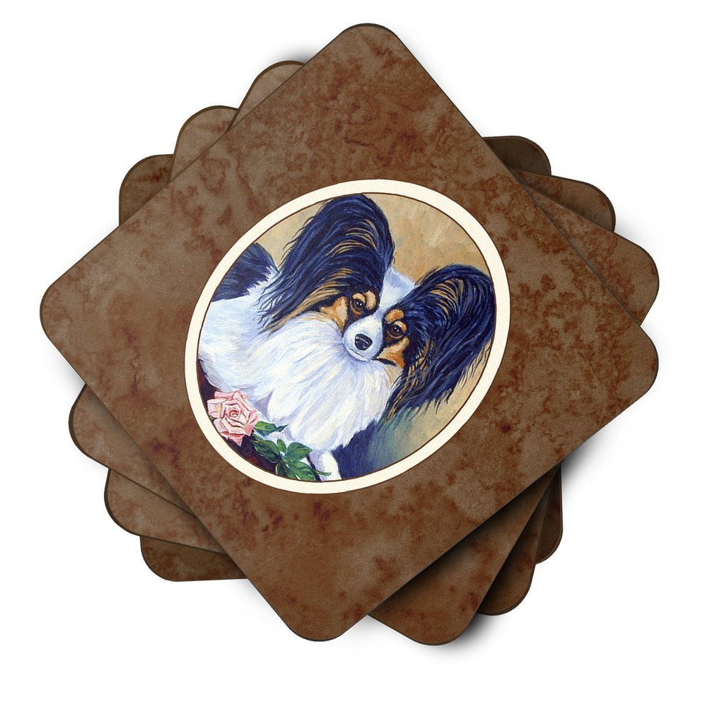 Papillon A Rose for you Foam Coasters Set of 4 Cup Coasters for Indoor Outdoor, Tabletop Protection, Anti Slip, Mouse pad Material