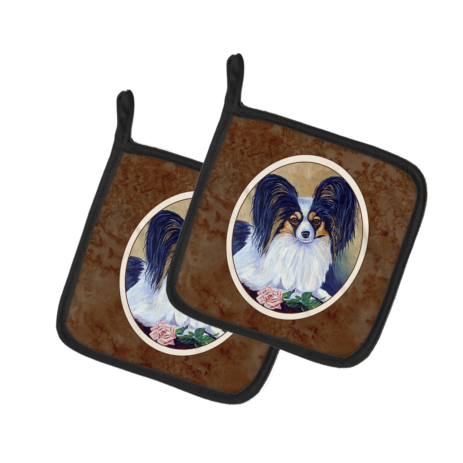 Papillon A Rose for you Pot Holder Set of 2 Heat Resistant Quilted Hot Pads 7.5 x 7.5 Inch, Insulated Kitchen Trivets for Cooking & Baking