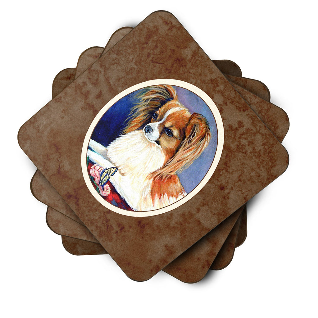 Papillon Rose and Butterfly Foam Coasters Set of 4 Cup Coasters for Indoor Outdoor, Tabletop Protection, Anti Slip, Mouse pad Material