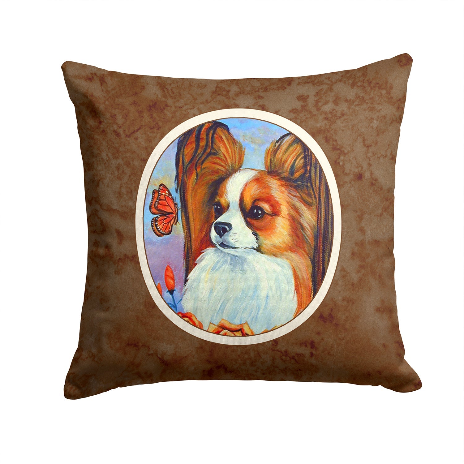 Papillon Decorative Throw Pillow 14x14 Indoor Outdoor Accent Cushion, Fabric Cover with Insert for Sofa, Bed, Porch & Living Room