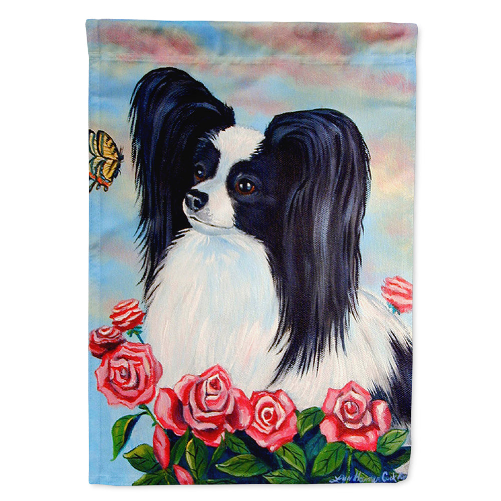 Papillon Black and White House Flag 28x40 Porch Sleeve Pole Decorative Outside Yard Banner Artwork Wall Hanging, Polyester