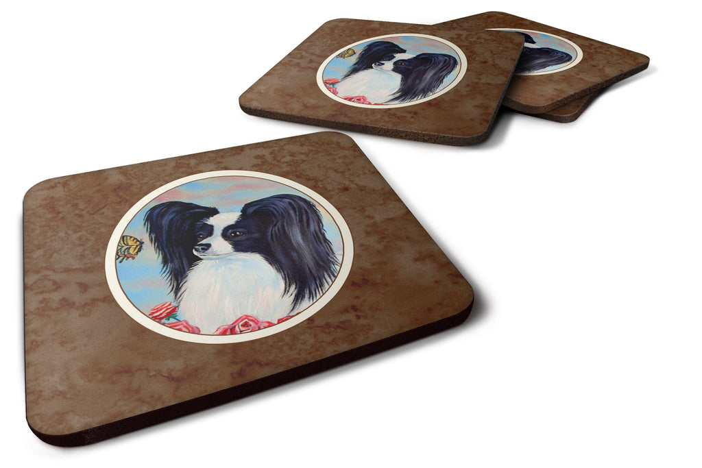 Papillon Black and White Foam Coasters Set of 4 Cup Coasters for Indoor Outdoor, Tabletop Protection, Anti Slip, Mouse pad Material