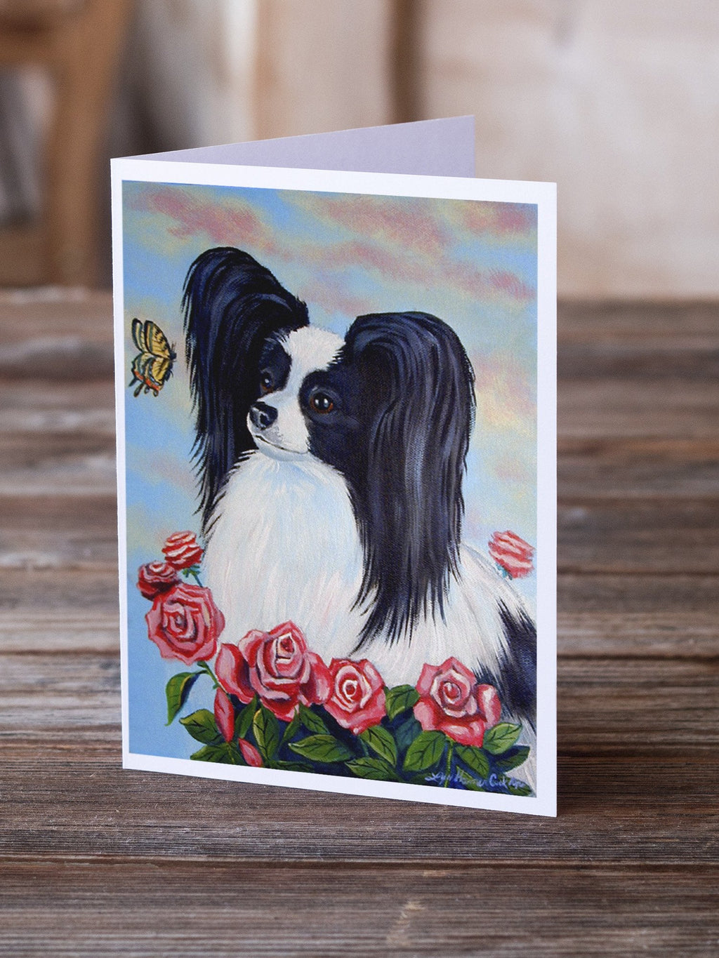 Papillon Black and White Greeting Cards Pack of 8 Blank Cards with Envelopes Whimsical A7 Size 5x7