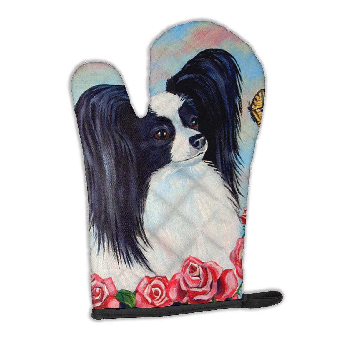 Papillon Black and White Oven Mitt Heat Resistant Thick Oven Mitt for Hot Pans and Oven, Kitchen Mitt Protect Hands, Cooking Baking Glove