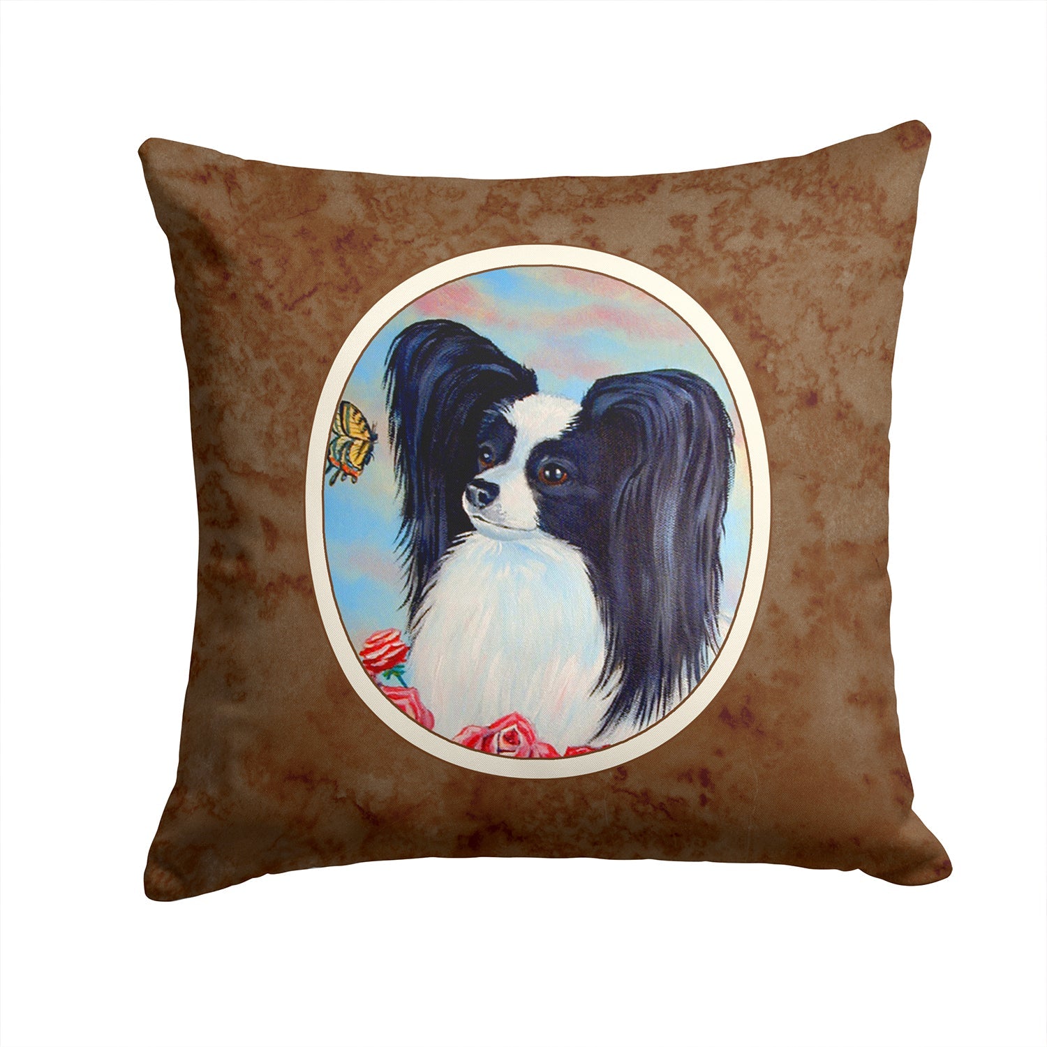 Papillon Black and White Decorative Throw Pillow 14x14 Indoor Outdoor Accent Cushion, Fabric Cover with Insert for Sofa, Bed, Porch & Living Room