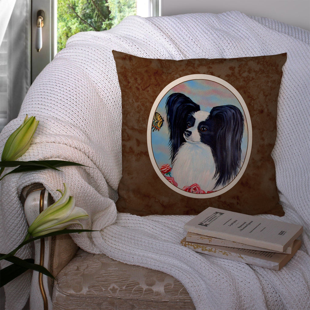 Papillon Black and White Decorative Throw Pillow 14x14 Indoor Outdoor Accent Cushion, Fabric Cover with Insert for Sofa, Bed, Porch & Living Room