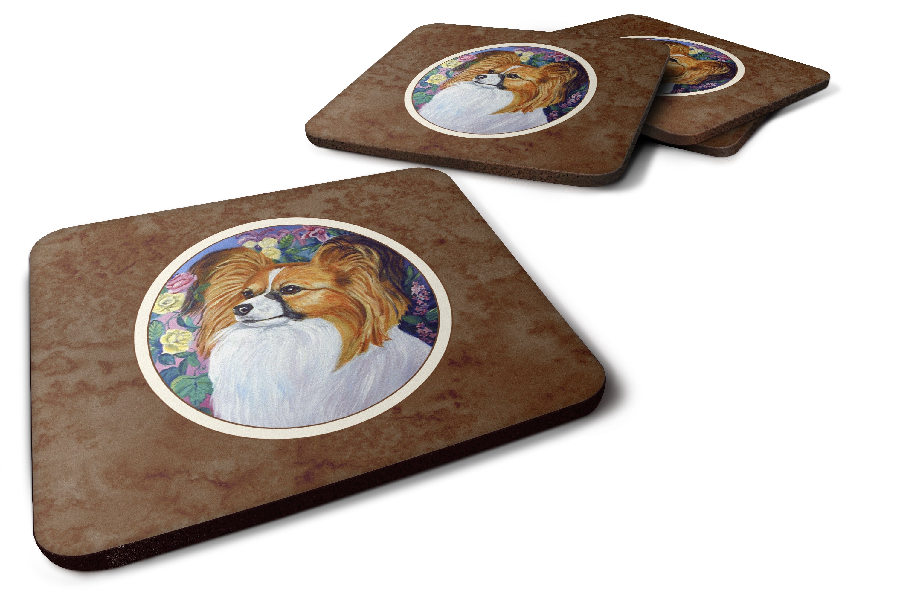 Papillon Foam Coasters Set of 4 Cup Coasters for Indoor Outdoor, Tabletop Protection, Anti Slip, Mouse pad Material