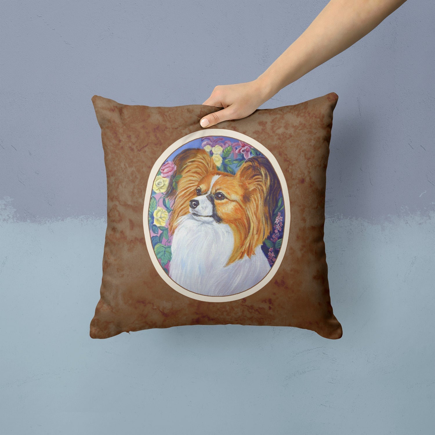 Papillon Decorative Throw Pillow 14x14 Indoor Outdoor Accent Cushion, Fabric Cover with Insert for Sofa, Bed, Porch & Living Room