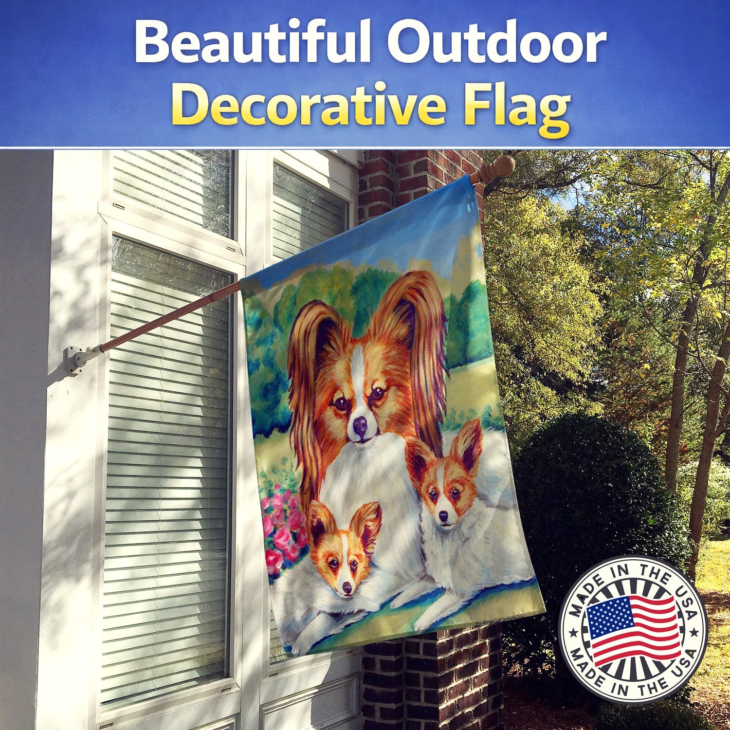 Papillon A Momma's Love House Flag 28x40 Porch Sleeve Pole Decorative Outside Yard Banner Artwork Wall Hanging, Polyester