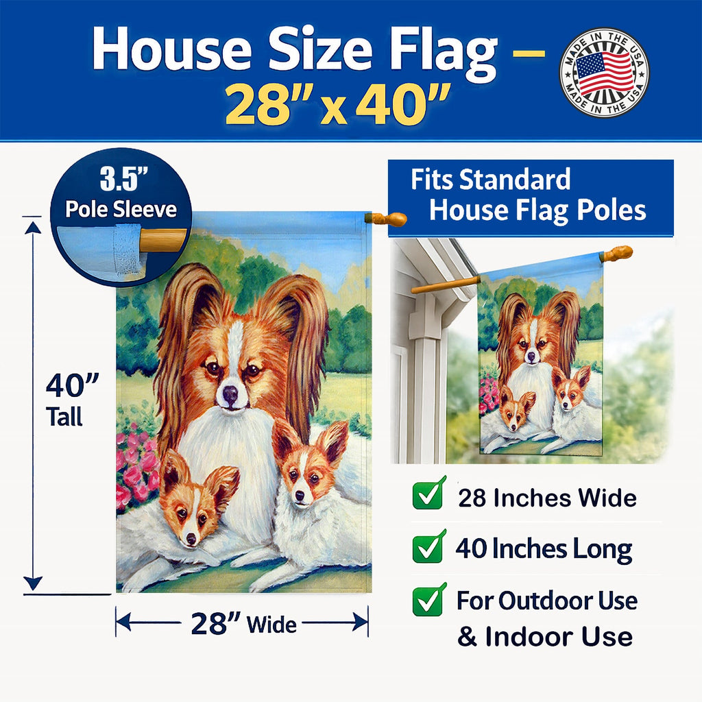 Papillon A Momma's Love House Flag 28x40 Porch Sleeve Pole Decorative Outside Yard Banner Artwork Wall Hanging, Polyester