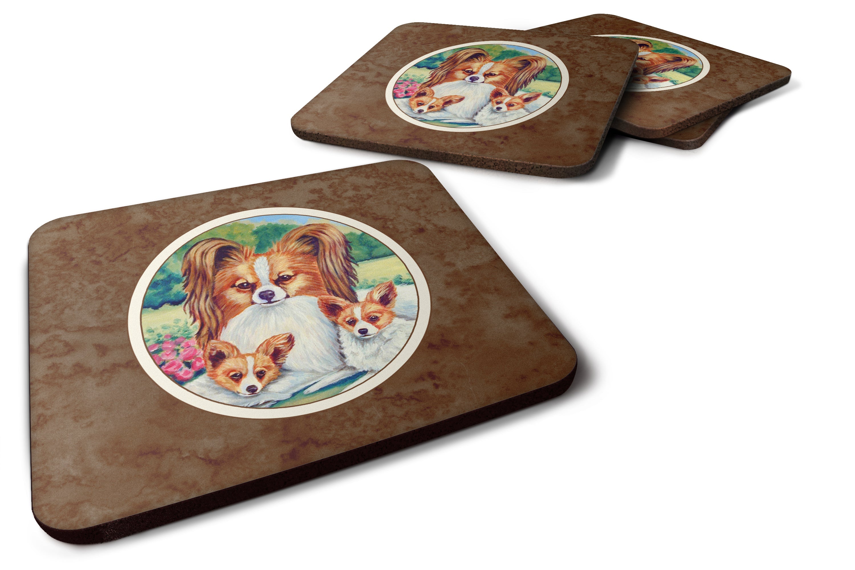 Papillon A Momma's Love Foam Coasters Set of 4 Cup Coasters for Indoor Outdoor, Tabletop Protection, Anti Slip, Mouse pad Material