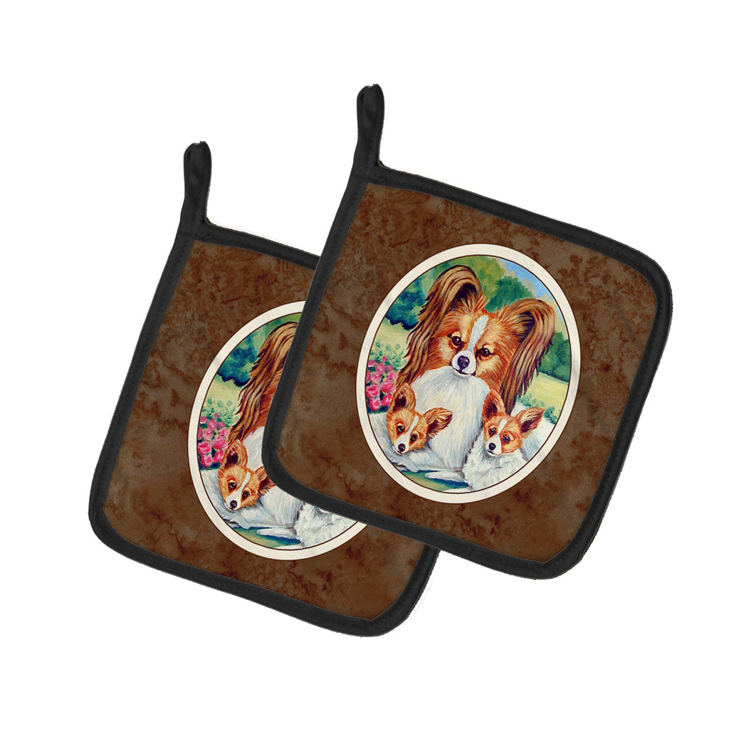 Papillon A Momma's Love Pot Holder Set of 2 Heat Resistant Quilted Hot Pads 7.5 x 7.5 Inch, Insulated Kitchen Trivets for Cooking & Baking