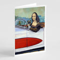 Fawn Pug and Mona Lisa Greeting Cards Pack of 8 Blank Cards with Envelopes Whimsical A7 Size 5x7