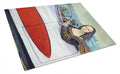 Fawn Pug and Mona Lisa Cutting Board Tempered Glass Kitchen Cutting Surface, Heat Resistant Chopping, Non-Slip Feet, Food Prep & Serving