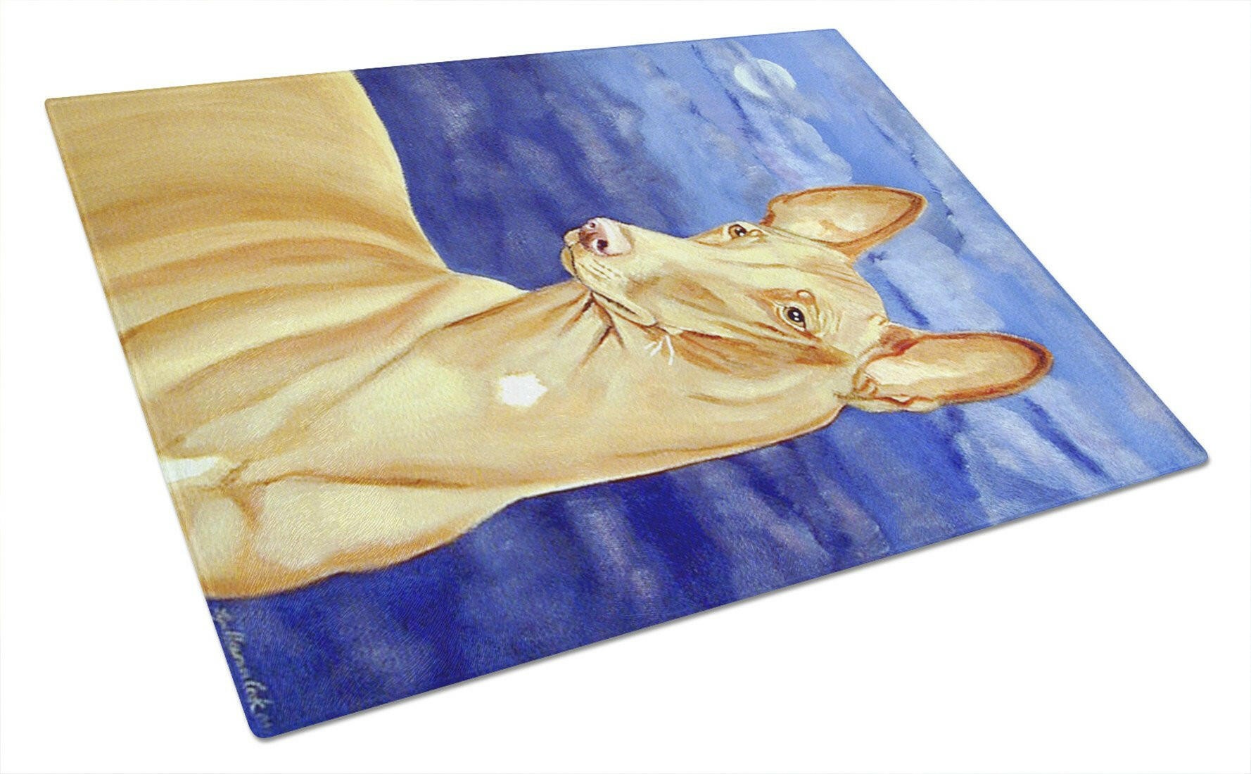Pharaoh Hound Cutting Board Tempered Glass Kitchen Cutting Surface, Heat Resistant Chopping, Non-Slip Feet, Food Prep & Serving