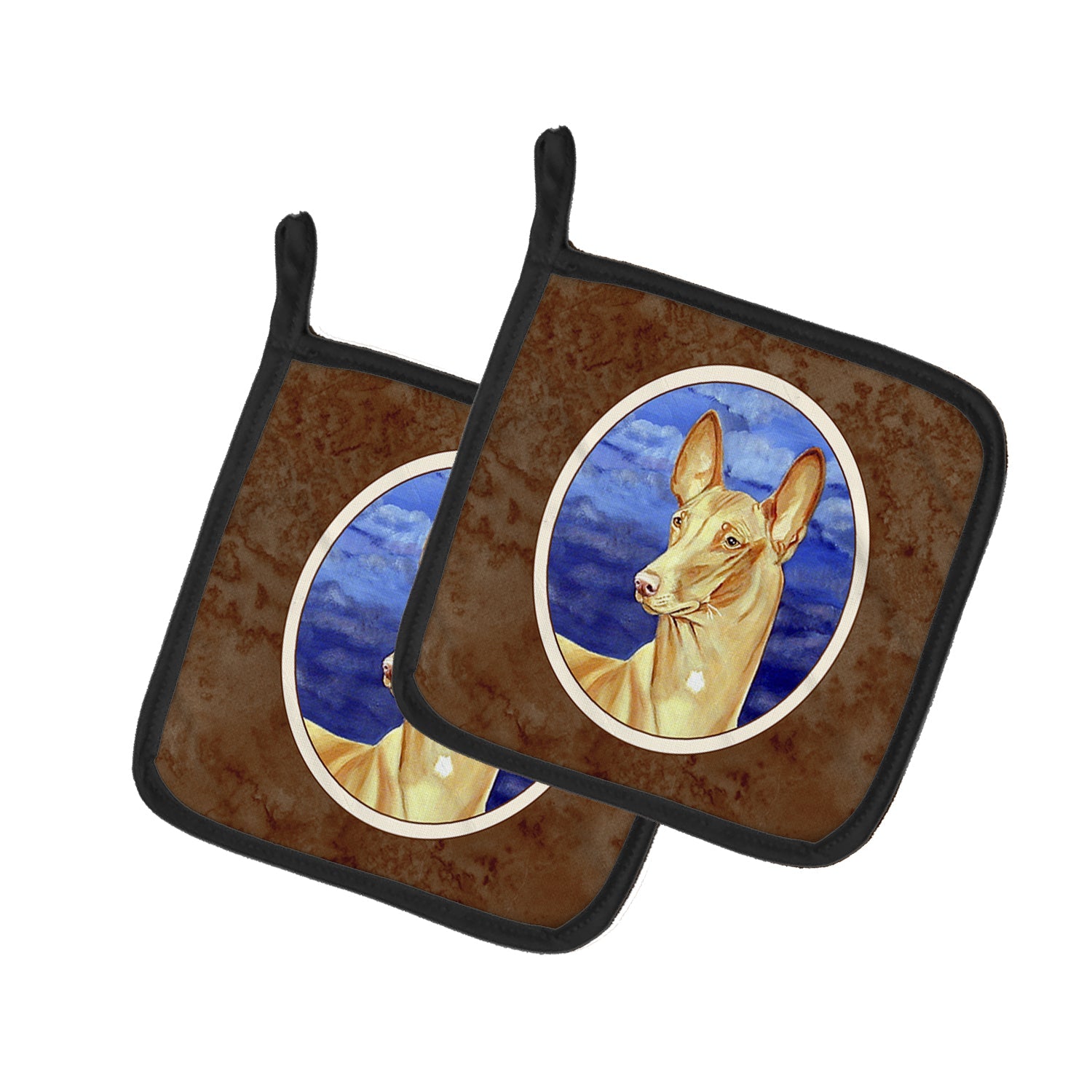 Pharaoh Hound Pot Holder Set of 2 Heat Resistant Quilted Hot Pads 7.5 x 7.5 Inch, Insulated Kitchen Trivets for Cooking & Baking
