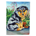 Australian Shepherd Puppy House Flag 28x40 Porch Sleeve Pole Decorative Outside Yard Banner Artwork Wall Hanging, Polyester