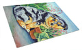 Australian Shepherd Puppy Cutting Board Tempered Glass Kitchen Cutting Surface, Heat Resistant Chopping, Non-Slip Feet, Food Prep & Serving