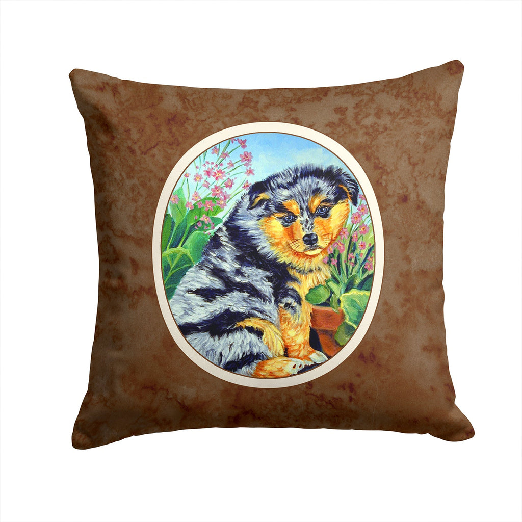 Australian Shepherd Puppy Decorative Throw Pillow 14x14 Indoor Outdoor Accent Cushion, Fabric Cover with Insert for Sofa, Bed, Porch & Living Room