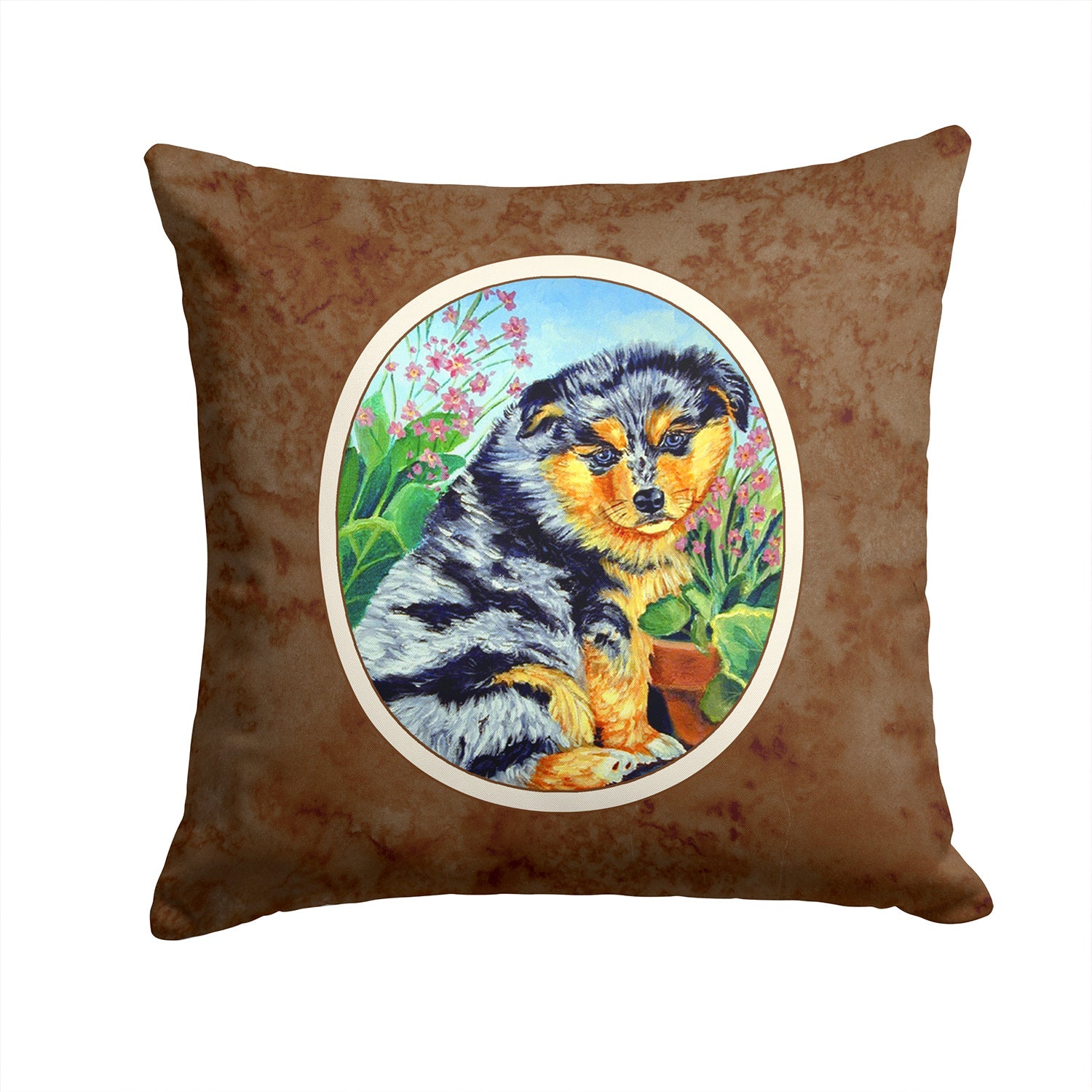 Australian Shepherd Puppy Decorative Throw Pillow 14x14 Indoor Outdoor Accent Cushion, Fabric Cover with Insert for Sofa, Bed, Porch & Living Room