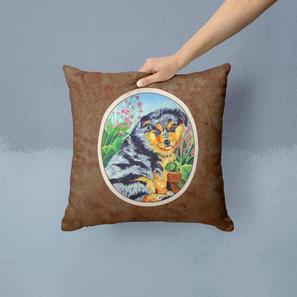 Australian Shepherd Puppy Decorative Throw Pillow 14x14 Indoor Outdoor Accent Cushion, Fabric Cover with Insert for Sofa, Bed, Porch & Living Room