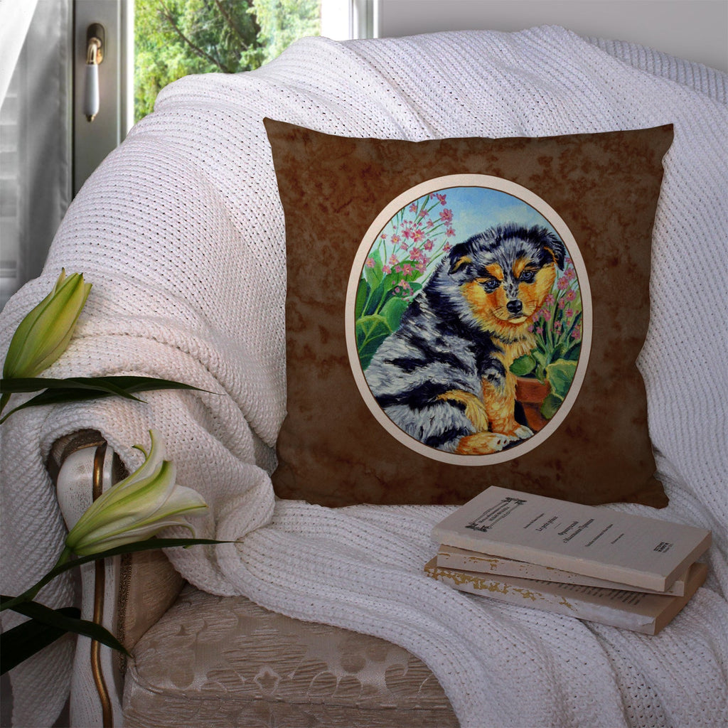 Australian Shepherd Puppy Decorative Throw Pillow 14x14 Indoor Outdoor Accent Cushion, Fabric Cover with Insert for Sofa, Bed, Porch & Living Room