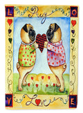 Pug LOVE Pug Love Valentine's Day House Flag 28x40 Porch Sleeve Pole Decorative Outside Yard Banner Artwork Wall Hanging, Polyester
