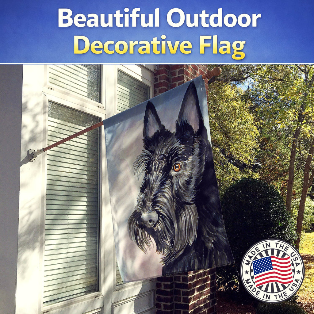 Scottish Terrier House Flag 28x40 Porch Sleeve Pole Decorative Outside Yard Banner Artwork Wall Hanging, Polyester