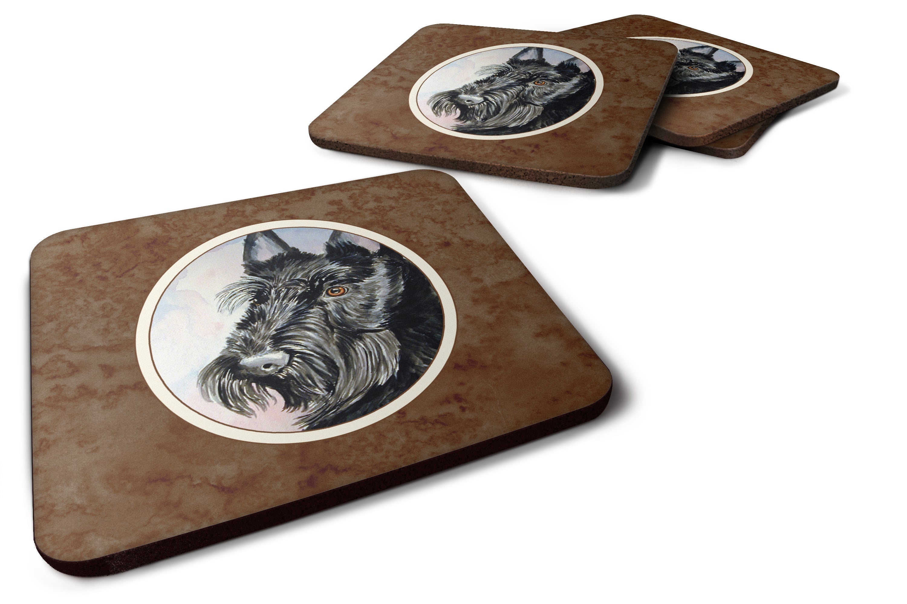 Scottish Terrier Foam Coasters Set of 4 Cup Coasters for Indoor Outdoor, Tabletop Protection, Anti Slip, Mouse pad Material